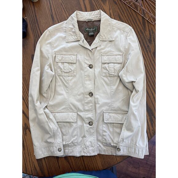 Eddie Bauer Vintage Womens Field Cargo Jacket Khaki Large - Picture 1 of 8